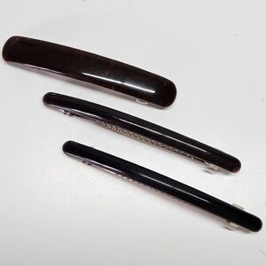 VINTAGE Brown and Black Plastic French Barrette Set of Three